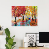 Herbstregen und Regenschirm Poster (Heimbüro)