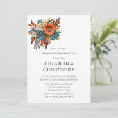 Herbstreihenfolge Blütenhochzeit Einladung (Stehend Vorderseite)