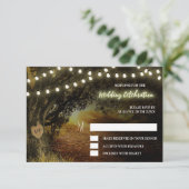 Herbstreihenleuchten Eichenbaum Hochzeitskarten RSVP Karte (Stehend Vorderseite)
