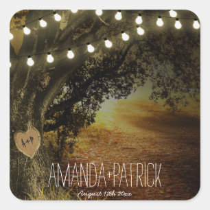 Herbstreihenleuchten Eichenbäume Gastgeschenke Hoc Quadratischer Aufkleber