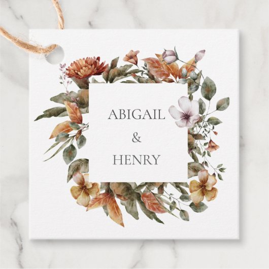 Herbstromanische Arch-Blumenhochzeit Geschenkanhänger (Vorderseite)