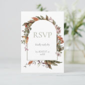 Herbstromanische Arch-Blumenhochzeit RSVP Karte (Stehend Vorderseite)