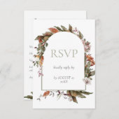Herbstromanische Arch-Blumenhochzeit RSVP Karte (Vorne/Hinten)