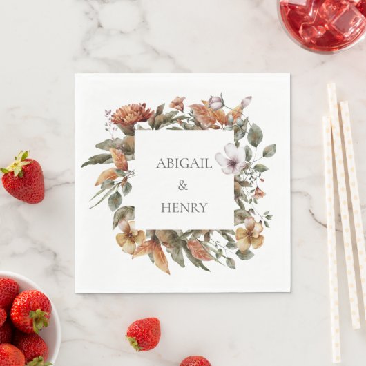 Herbstromanische Arch-Blumenhochzeit Serviette (Beispiel)