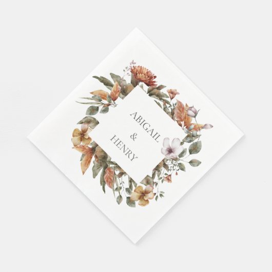 Herbstromanische Arch-Blumenhochzeit Serviette (Ecke)