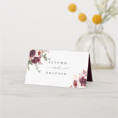 Herbstromanische Blumenhochzeit Personalisiert Platzkarte (Rückseite)
