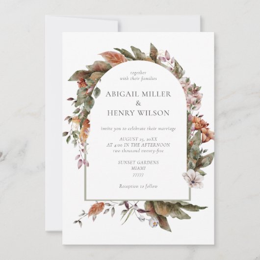 Herbstromantik Arch Floral Einladung (Vorderseite)