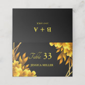 Herbstromantik Imitate gold & schwarz-floral geome Platzkarte (Außenseite Aufgefaltet)