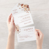 Herbstromantische Blume-Hochzeit All In One Einladung (Abreißen)