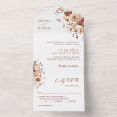 Herbstromantische Blume-Hochzeit All In One Einladung (Innen Boden)