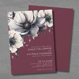 Herbstromantische Burgundy-Hochzeit Einladung