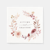 Herbstromantische Hochzeit mit Wasserfarben Serviette (Vorderseite)