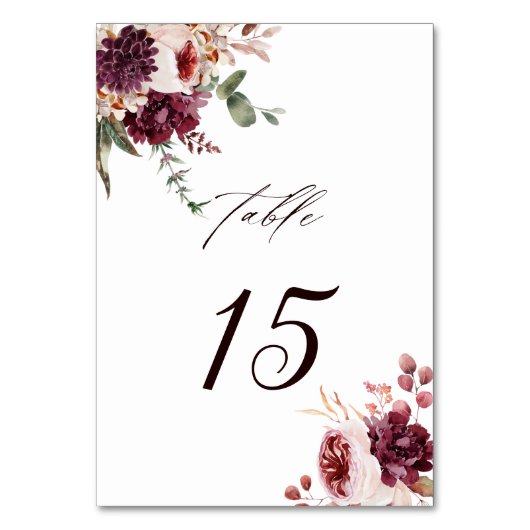 Herbstromantische Hochzeit mit Wasserfarben Tischnummer (Rückseite)