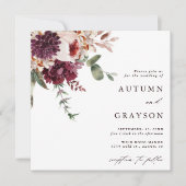 Herbstromantische Hochzeitsfeier Wasserfarben Einladung (Vorderseite)
