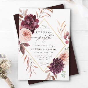 Herbstromantisches Gold-Rahmen-Hochzeitsslittungs- Einladung