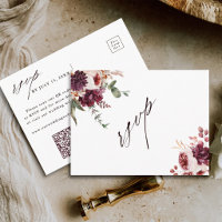 Herbstromanze Florale Hochzeits-QR-Code-RSVP