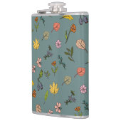 Herbstrosa gelbe Blumen und Blätter grün Flachmann (Links)