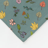 Herbstrosa gelbe Blumen und Blätter grün Fleecedecke (Ecke)