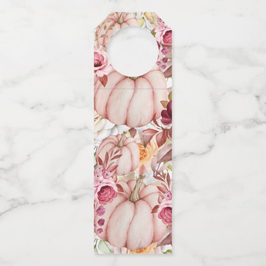 Herbstrosa Hochzeit Personalisiert Flaschenanhänger (Rückseite)