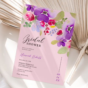 Herbstrosa lila florales Brautparty Einladung