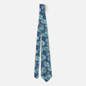 Herbstrosen Retro-Blumenmuster Blau Grau Mint Krawatte (Rückseite)