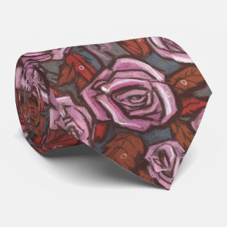 Herbstrosen Retro-Blumenmuster Rosa Grau Braun Krawatte