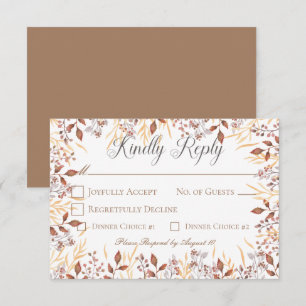 Herbstrost & Braun Boho Moderne Hochzeit RSVP Karte