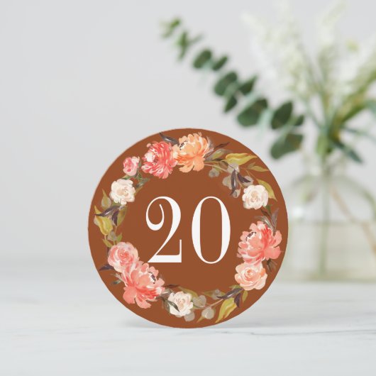 Herbstrost Pfirsichfarben Tischnummer (Stehend Vorderseite)