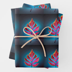 Herbstrost - Rustikales rotes Leaf-Papier Geschenkpapier Set