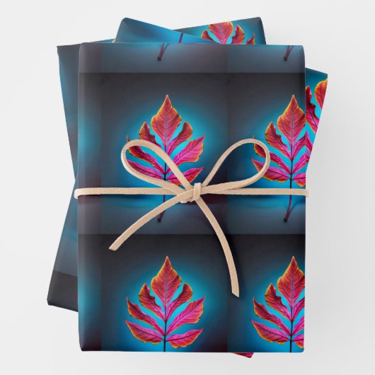 Herbstrost - Rustikales rotes Leaf-Papier Geschenkpapier Set (Beispiel)
