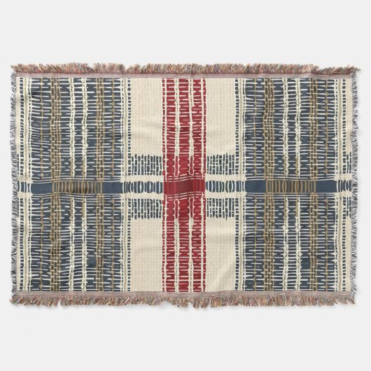 Herbstrot und Kariertes Muster der Marine Decke (Vorderseite)