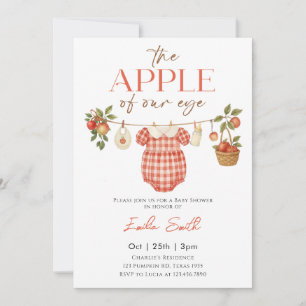 Herbstrote Apfel-Babywäscheleine Baby Shower Einladung