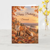 Herbstroter Fuchs Ernte Wald Geburtstag Karte (Gelbe Blume)