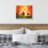 Herbstroter Hirsch Aquarellfarben gekreuzte Canvas Leinwanddruck (Insitu (Schlafzimmer))