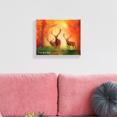 Herbstroter Hirsch Aquarellfarben gekreuzte Canvas Leinwanddruck (Insitu (Wohnzimmer))