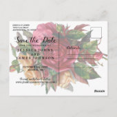 Herbstrückgang Burgunder Gold Save the Date in der Postkarte (Rückseite)