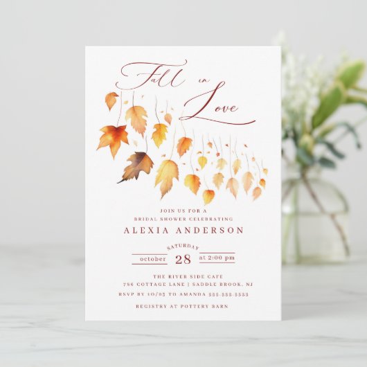 Herbstrückgang im Brautparty Liebe Einladung (Stehend Vorderseite)