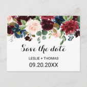 Herbstrustikale Dazzling Burgundy Save the Date Ca Postkarte (Vorderseite)