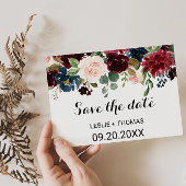 Herbstrustikale Dazzling Burgundy Save the Date Ca Postkarte