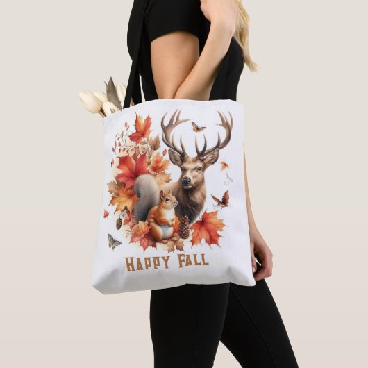 Herbstsaison Deer Orange Blätter Tasche (Von Nahem)