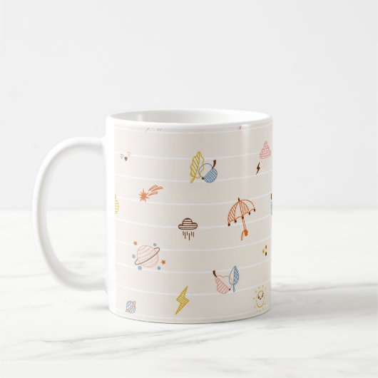 Herbstsaison Elemente Nahtloses Muster. Farbige Re Kaffeetasse (Links)