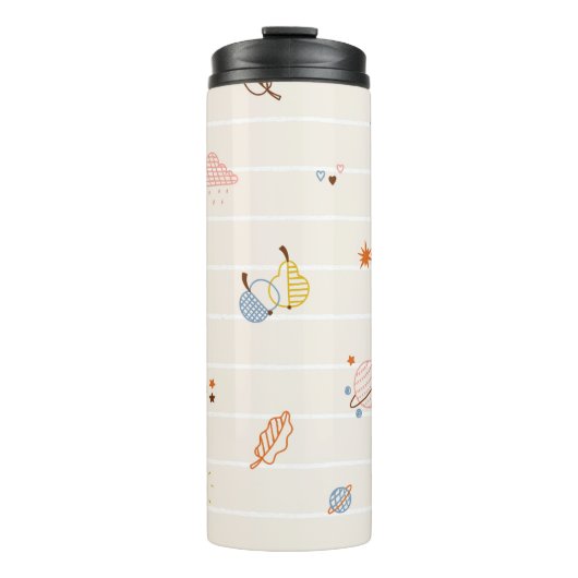 Herbstsaison Elemente Nahtloses Muster. Farbige Re Thermosbecher (Vorderseite)