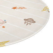 Herbstsaison: farbenfrohe gestreifte Doodles. Schneidebrett (Ecke)