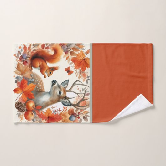Herbstsaison Hirsch mit Herbstblättern Handtuch (Handtuch)