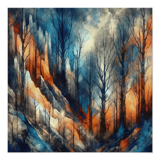 Herbstsaison in Holz - KI - Kunstwerk Poster (Vorderseite)