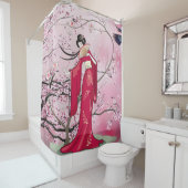 Herbstsaison japanische Lady in Kimono Duschvorhang (Beispiel)