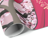 Herbstsaison japanische Lady in Kimono Geschenkpapier (Rolleneckpunkt)