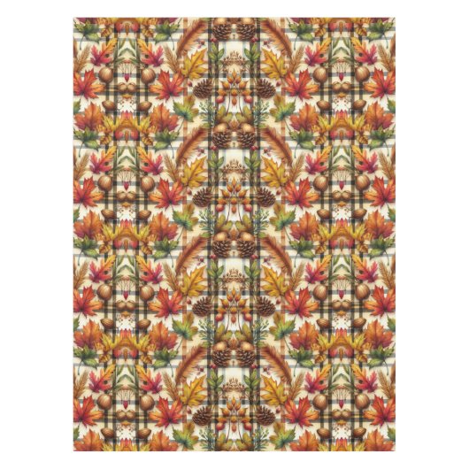 Herbstsaison Kariert mit Herbstleaves Tischdecke (Vorderseite)
