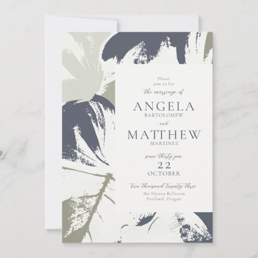 Herbstsaison Navy Abstrakte Einladung (Vorderseite)