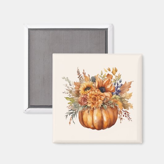 Herbstsaison - Pumpkin mit Blume- Magnet (Vorderseite/Rückseite)